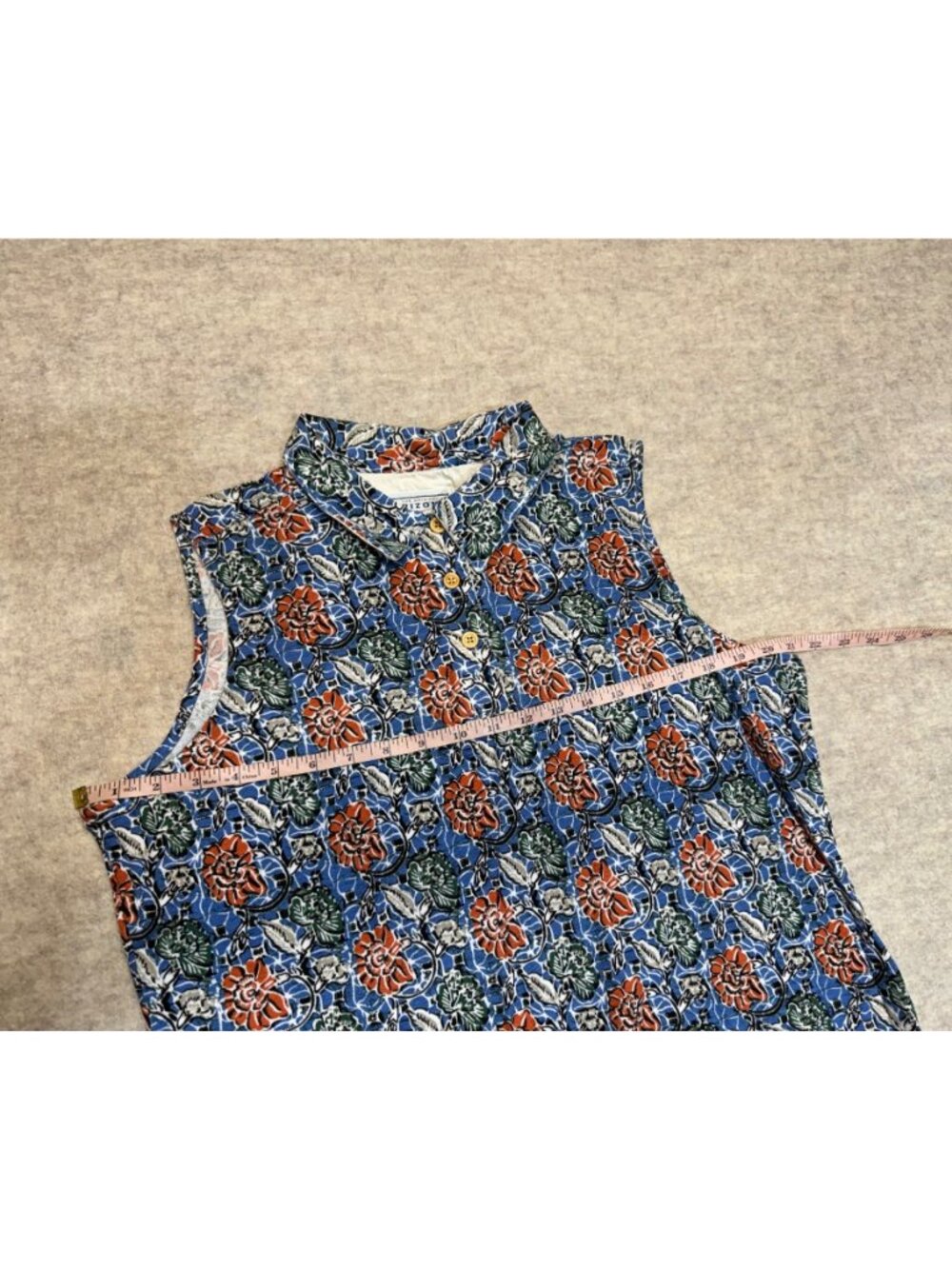 Vintage Arizona Womens Floral Sleeveless Polo Tank Top Shirt Cotton 90s XL - Picture 5 of 9